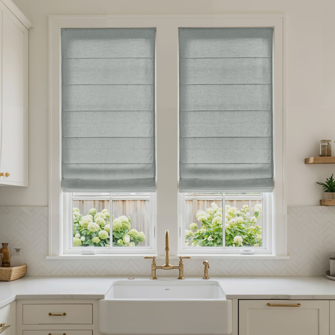 Oak Cotton Linen Semi-Blackout No-Drill Roman Shade