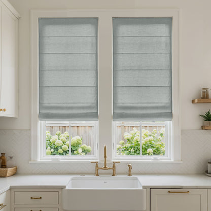Oak Cotton Linen Semi-Blackout No-Drill Roman Shade