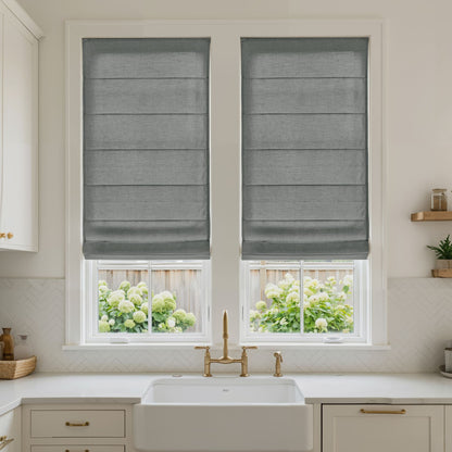 Oak Cotton Linen Semi-Blackout No-Drill Roman Shade