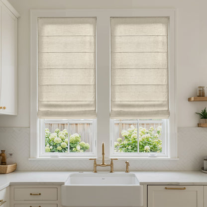 Oak Cotton Linen Semi-Blackout No-Drill Roman Shade