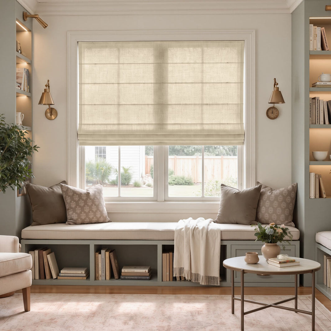 Avery Textured Linen Blend Light Filtering Roman Shade