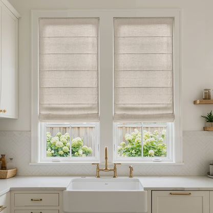 Oak Cotton Linen Semi-Blackout No-Drill Roman Shade