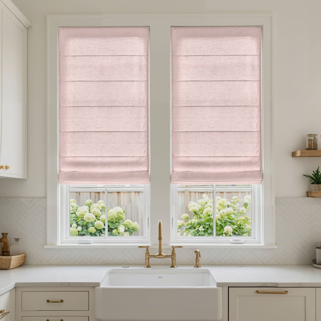 Oak Cotton Linen Semi-Blackout No-Drill Roman Shade