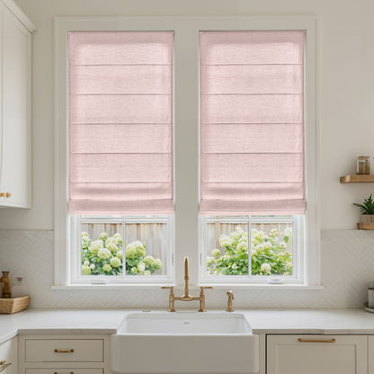 Oak Cotton Linen Semi-Blackout No-Drill Roman Shade