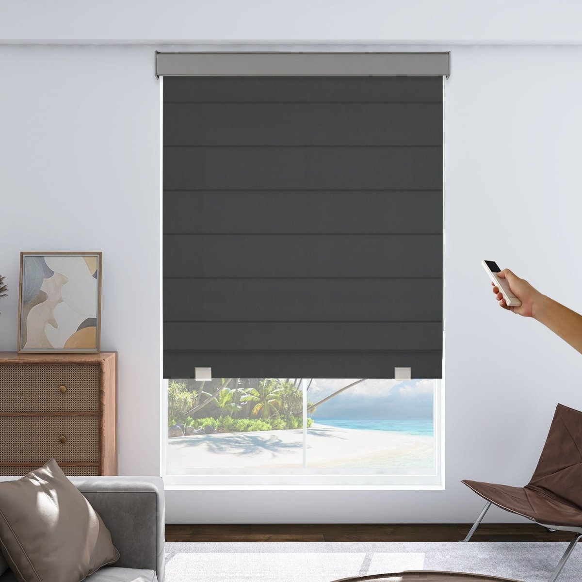 Joydeco Custom  Motorization Blackout Roman Shades