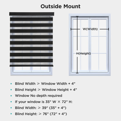 Joydeco Cordless Zebra Blinds for Windows, Dual Layer Light Control Window Blinds with Light-Proof Aluminum Cover, Free-Stop Roller Shades for Home & Office