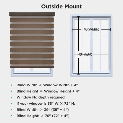 Joydeco Cordless Zebra Blinds for Windows, Dual Layer Light Control Window Blinds with Light-Proof Aluminum Cover, Free-Stop Roller Shades for Home & Office