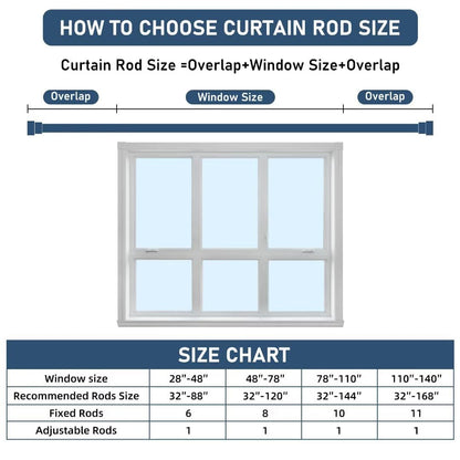 Joydeco Adjustable Heavy Duty Curtain Rod, 32-120 Inch, 1" Diameter, with Decorative Resin Finials