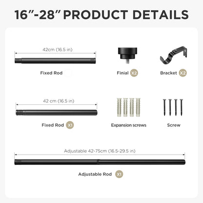 Joydeco Adjustable Heavy Duty Curtain Rod, 32-120 Inch, 1" Diameter, with Decorative Resin Finials