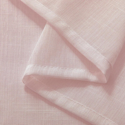 Joydeco sheer beige curtains with linen texture fabric close-up showing weave detail for living room.