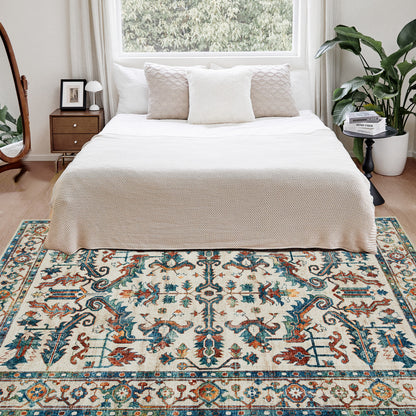 Joydeco Runner Rug Non Slip Machine Washable Vintage Rug, Low Pile Non Slip Chenille Print Rugs for Living Room, Entryway, Bedroom, Kitchen and Corridor, Bathroom