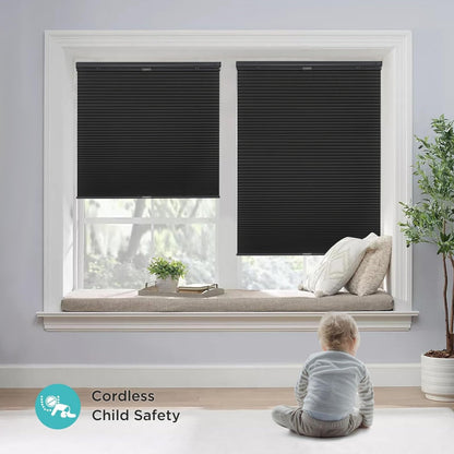 Custom No-Drill Honeycomb Shades - Cordless Blackout Blinds with Top Down Bottom Up Feature for Thermal and Noise Insulation