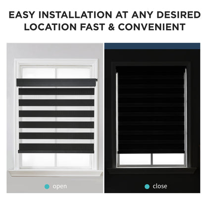 No Drill Zebra Blinds - Cordless, Easy Install Light Filtering Shades