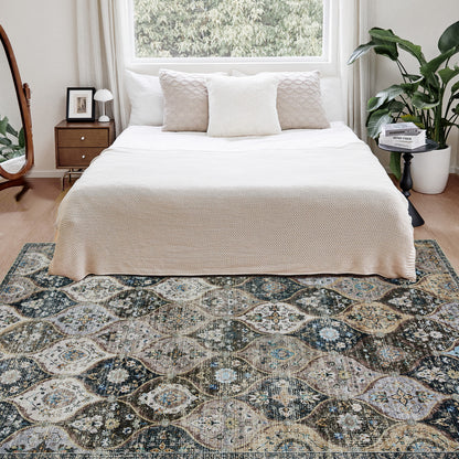 Joydeco Runner Rug Non Slip Machine Washable Vintage Rug, Low Pile Non Slip Chenille Print Rugs for Living Room, Entryway, Bedroom, Kitchen and Corridor, Bathroom