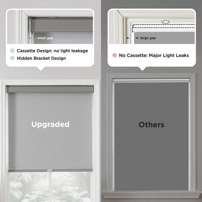 Joydeco 100% Blackout Roller Shades Cordless Blinds for Windows, Free-Stop Shades, UV Protection, Natural Woven Blinds for Home and Office, Light-Proof Aluminum Cover