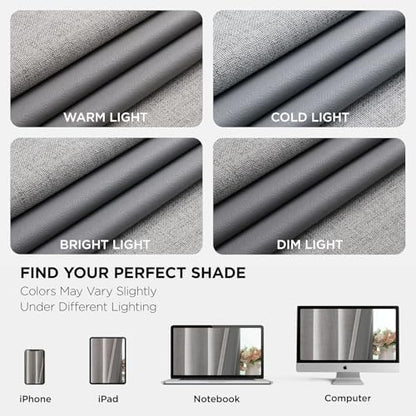 Joydeco 100% Blackout Curtains for Bedroom 84 Inch Long, Linen Black Out Curtains 2 Panels Set With Grommet for Living Room Window, Thermal Insulated Full Light Blocking Drapes Privacy Protection,50"W