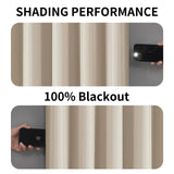 Joydeco 100% Blackout Curtains Natural Long for Bedroom Living Room - 2 Panels Set Burg Room Darkening Black Out Curtains for Bedroom Windows Back tab Rod Pocket