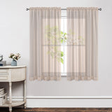 Joydeco Floral Embroidery linen Sheer Curtains 63 Inch Length 2 Panels Set Rod Pocket Linen Sheer Curtain Drapes Voile Window Treatments