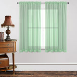 Joydeco Mint Green Sheer Curtains 63 Inch Length 2 Panels Set Rod Pocket Linen Sheer Curtain Drapes Voile Window Treatments for Bedroom Living Room - Joydeco