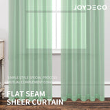 Joydeco Mint Green Sheer Curtains 63 Inch Length 2 Panels Set Rod Pocket Linen Sheer Curtain Drapes Voile Window Treatments for Bedroom Living Room - Joydeco