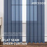 Joydeco Navy Blue Sheer Curtains 63 Inch Length 2 Panels Set Rod Pocket Linen Sheer Curtain Drapes Voile Window Treatments for Bedroom Living Room