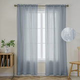 Joydeco Floral Embroidery grey Sheer Curtains 63 Inch Length 2 Panels Set Rod Pocket Linen Sheer Curtain Drapes Voile Window Treatments