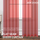 Joydeco Red Sheer Curtains 63 Inch Length 2 Panels Set Rod Pocket Linen Sheer Curtain Drapes Voile Window Treatments for Bedroom Living Room
