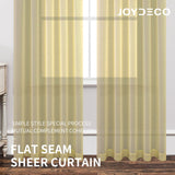 Joydeco Yellow Sheer Curtains 63 Inch Length 2 Panels Set Rod Pocket Linen Sheer Curtain Drapes Voile Window Treatments for Bedroom Living Room - Joydeco