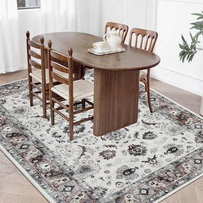 Joydeco Runner Rug Non Slip Machine Washable Vintage Rug, Low Pile Non Slip Chenille Print Rugs for Living Room, Entryway, Bedroom, Kitchen and Corridor, Bathroom