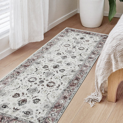 Joydeco Living Room Rug, Non Slip Machine Washable Vintage Runner Rug, Low Pile Lightweight Chenille Print Rugs for Entryway, Hallway, Bedroom, Kitchen and Corridor