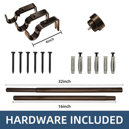 Joydeco Adjustable Heavy Duty Curtain Rod, 32-120 Inch, 1" Diameter, with Decorative Resin Finials