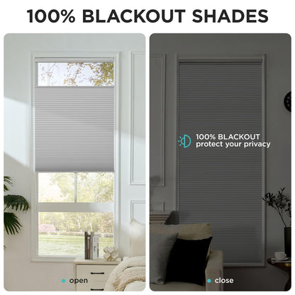 Custom No-Drill Honeycomb Shades - Cordless Blackout Blinds with Top Down Bottom Up Feature for Thermal and Noise Insulation
