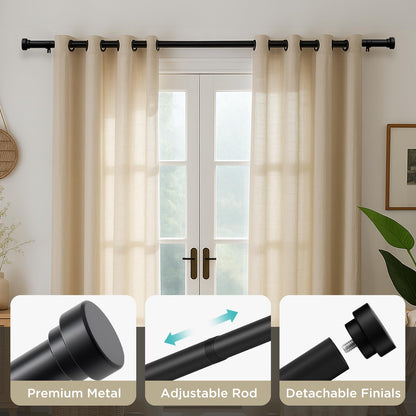 Joydeco Adjustable Heavy Duty Curtain Rod, 32-120 Inch, 1" Diameter, with Decorative Resin Finials
