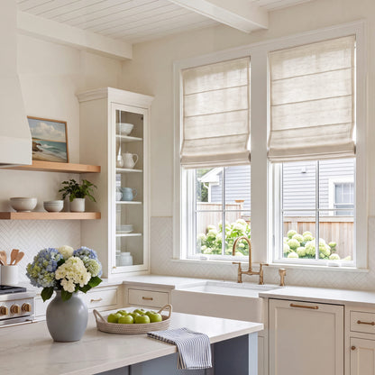 Oak Cotton Linen Semi-Blackout No-Drill Roman Shade
