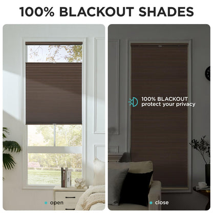Custom No-Drill Honeycomb Shades - Cordless Blackout Blinds with Top Down Bottom Up Feature for Thermal and Noise Insulation