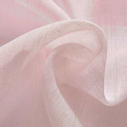 Joydeco sheer beige curtain fabric close-up, highlighting linen blend texture.