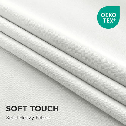 Joydeco White Blackout Curtains 96 Inches Long - Linen 100% Blackout Curtain 2 Panel Set, Rod Pocket & Back Tabs Thermal Insulated Window Drapes for Bedroom Living Room (Pure White,52" Wx96 L)