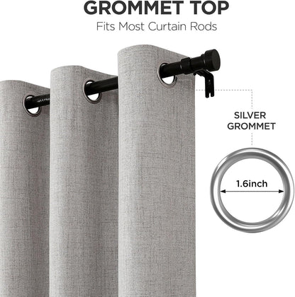 Joydeco 100% Blackout Curtains for Bedroom 84 Inch Long, Linen Black Out Curtains 2 Panels Set With Grommet for Living Room Window, Thermal Insulated Full Light Blocking Drapes Privacy Protection,52"W