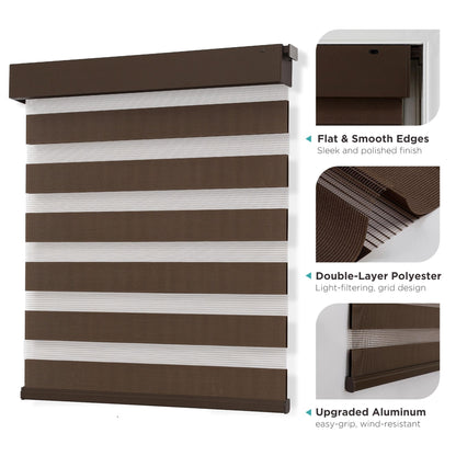 No Drill Zebra Blinds - Cordless, Easy Install Light Filtering Shades