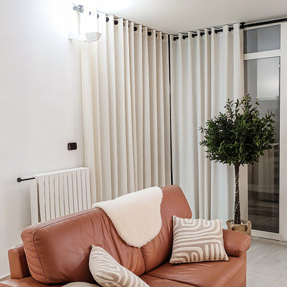 Joydeco Custom Linen Curtain | Semi-Sheer Light Filtering Panel with Rod Pocket & Back Tab