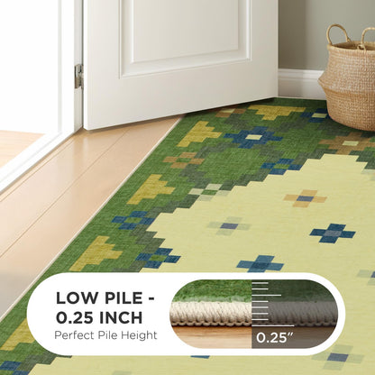 Joydeco Checkered Pink Kitchen Runner Rug Non Slip, Washable Bathroom, Modern Soft Low-Pile Ultra Thin Indoor Floor Throw Carpet for Bedroom Laundry Room Entrance Entryway