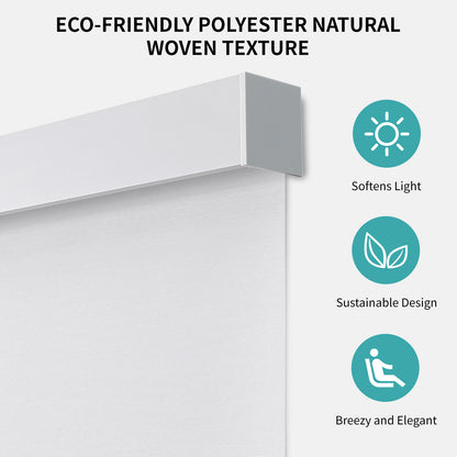 Joydeco 100% Blackout Roller Shades (Pro), Free-Stop Cordless Blinds for Windows, UV Protection, Natural Woven Blinds for Home and Office, Light-Proof Aluminum Cover