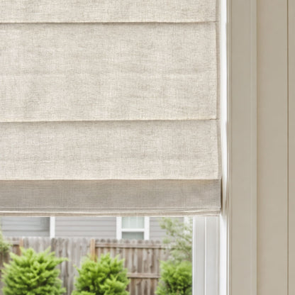 Oak Cotton Linen Semi-Blackout No-Drill Roman Shade