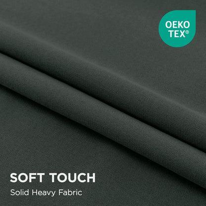 Joydeco Blackout Curtains Linen 100% Blackout Curtain for Bedroom, Rod Pocket & Back Tabs Window Drapes 2 Panels Set