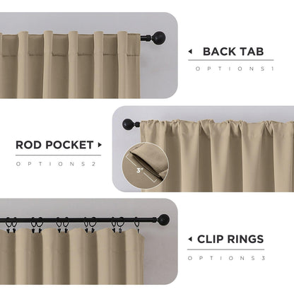 Cortinas opacas Joydeco negras de 244 cm de largo, juego de 2 paneles para dormitorio