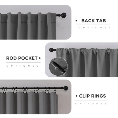 Cortinas opacas Joydeco negras de 244 cm de largo, juego de 2 paneles para dormitorio