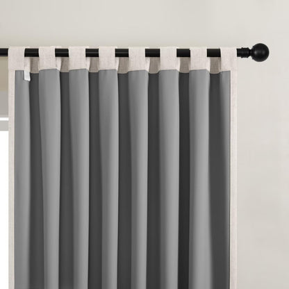 Joydeco 100% Blackout Curtains Faux Linen Curtains for Living Room