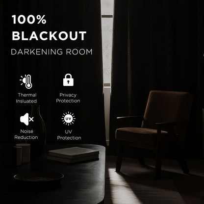 Cortinas opacas Joydeco negras de 244 cm de largo, juego de 2 paneles para dormitorio