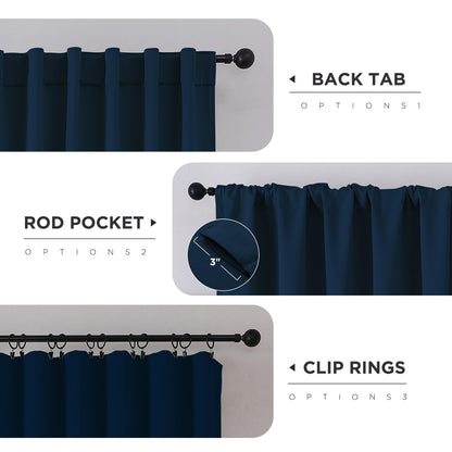 Cortinas opacas Joydeco negras de 244 cm de largo, juego de 2 paneles para dormitorio