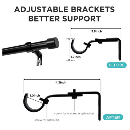 Joydeco Adjustable Curtain Rod 32 to 144 Inches - 1 Inch Diameter Heavy Duty Window Rod with Brackets & Finials